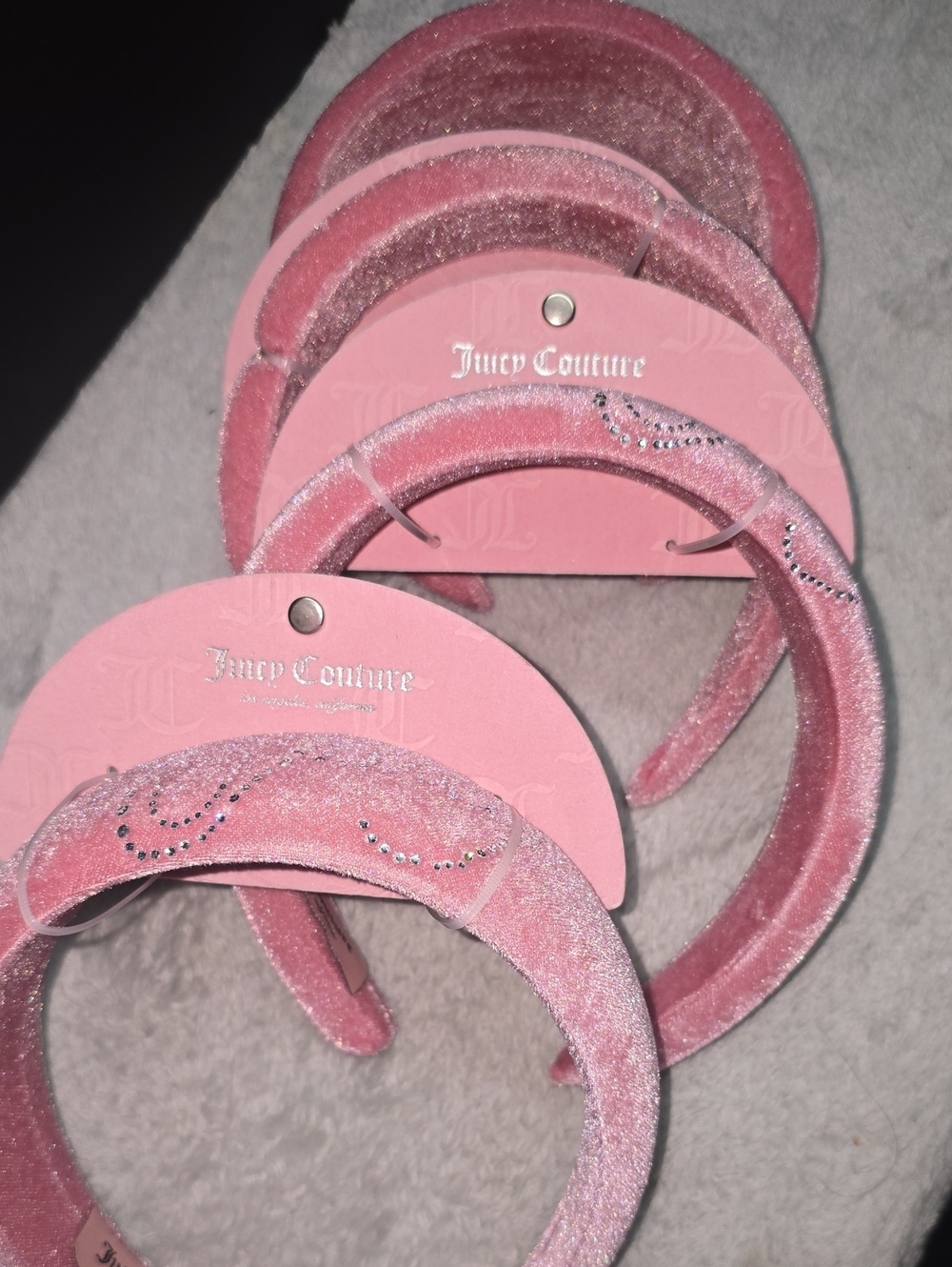 Juicy Couture Pink Velvet Headband Set with Crystal Detail Winners Choice